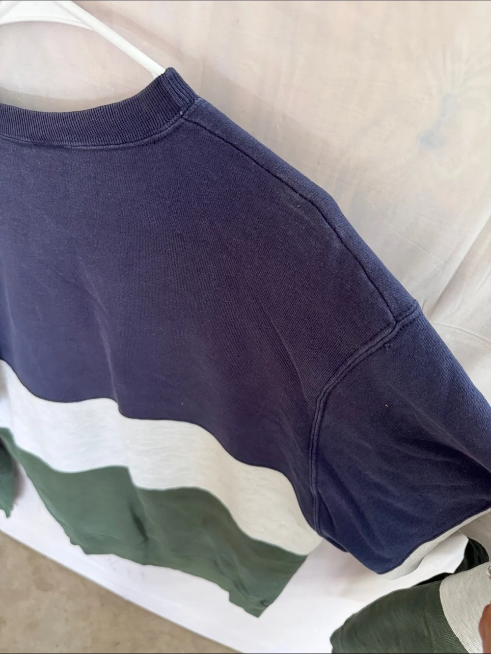 Vintage Champion Navy, Gray & Green Colorblock Crewneck Sweatshirt